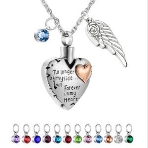 No longer by my side, but forever in my heart!Heart ashes necklace urn necklace